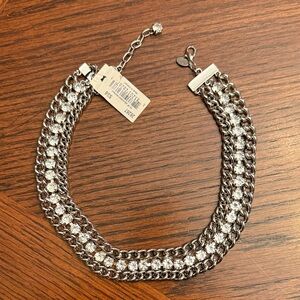 Cookie Lee Silver and Crystal Double Chain Necklace